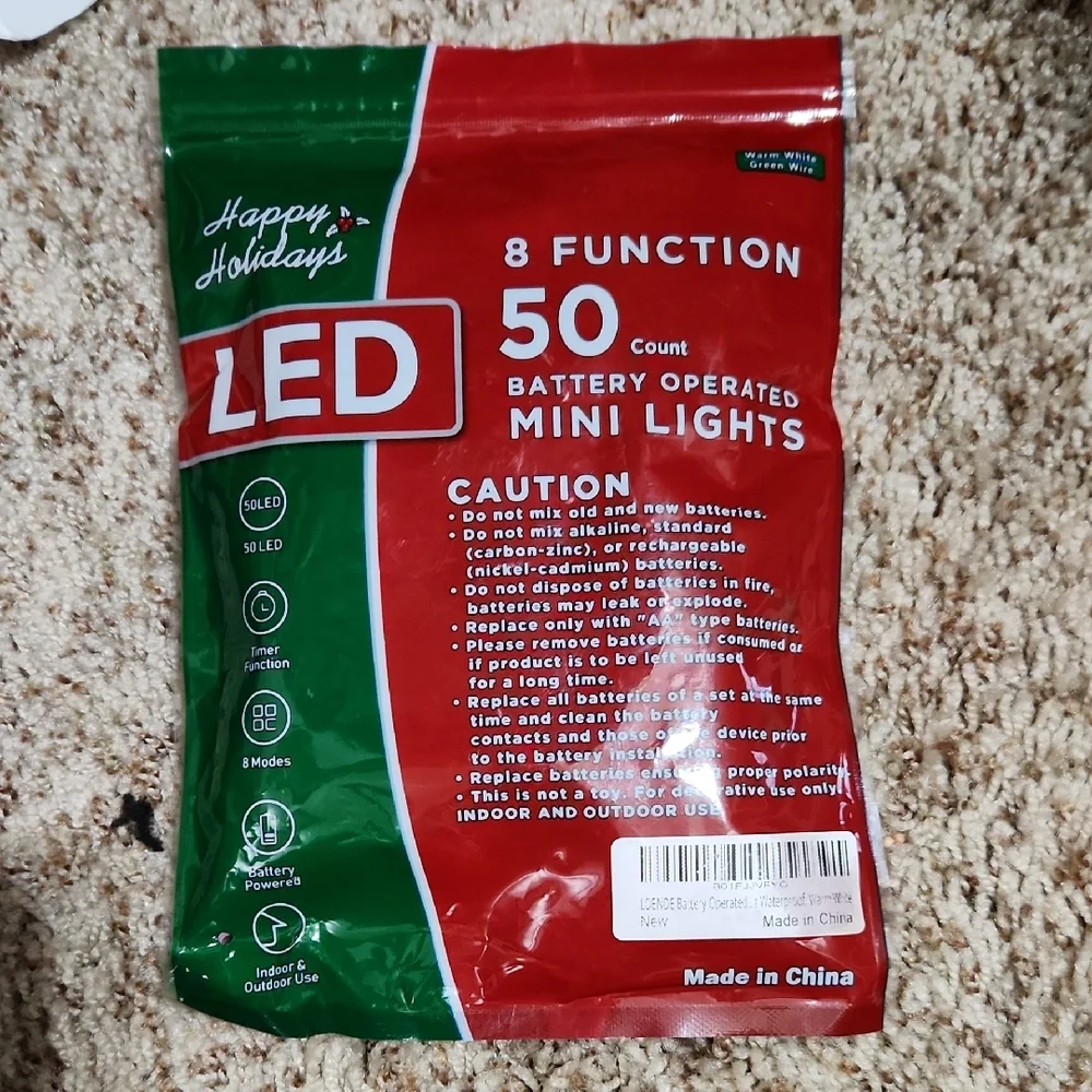 LED Mini Lights - 50 Count, Red and Green